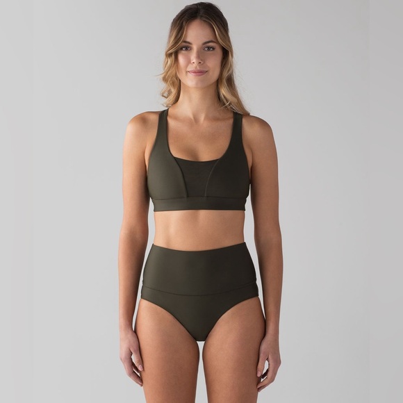 Lululemon Vitalize Swim Sports Bra Dark Olive Activewear Running Summer Yoga Gym - Picture 2 of 13